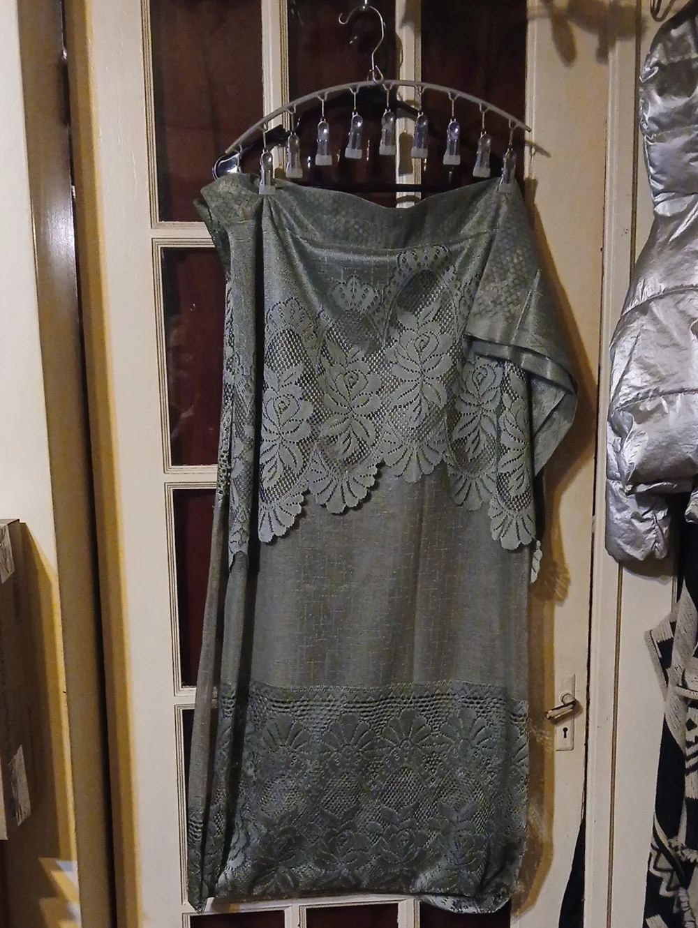 Source Unknown Sage Green Lace Overlay Curtains Drapes